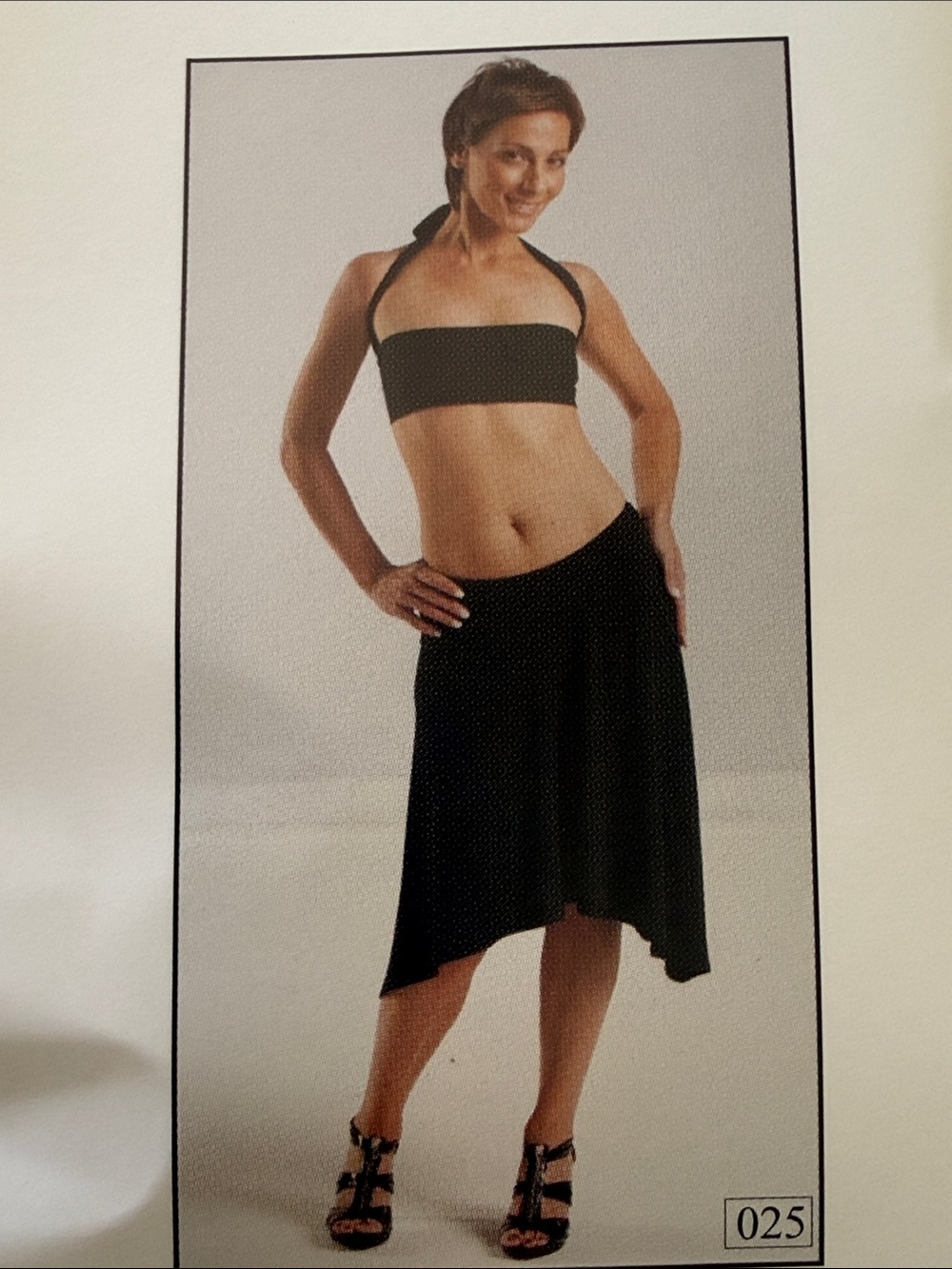 Black Halter Strap Bandeau Top and Asymmetrical Skirt Set